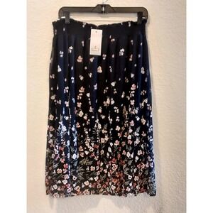 NWT Ember Skirt, Size XL, Black w/ Pink Flowers, Asymitrical hemlines, Boho Chic